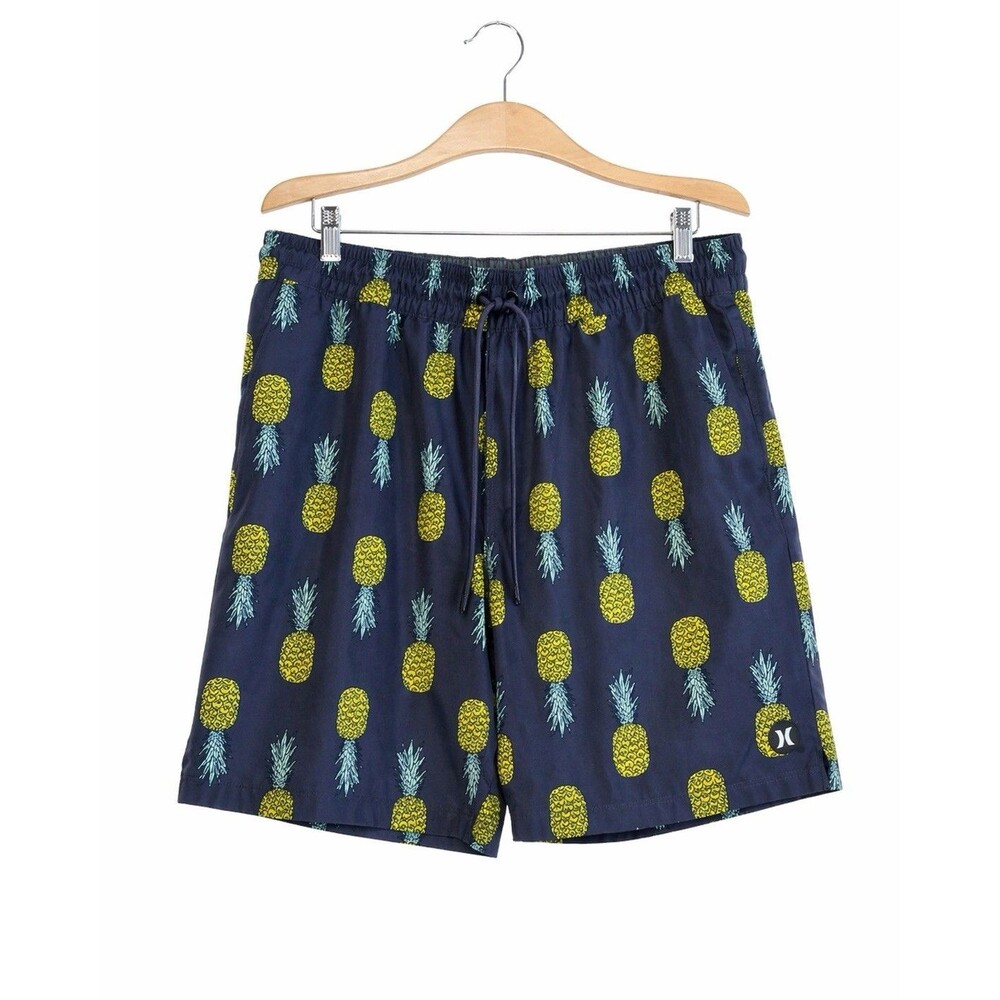 Hurley Swim Trunks Mens Large Pineapple Print Board Shorts Lined Beach Surf